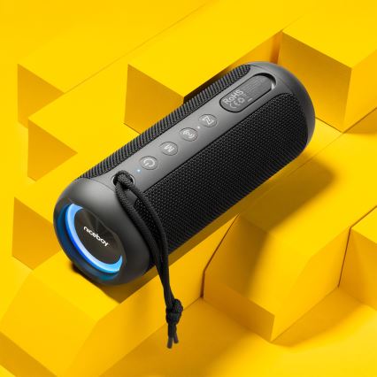 Niceboy Polaris - LED Głośnik bezprzewodowy z mikrofonem 30W/4000 mAh IPX7 czarny