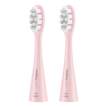 Niceboy - ZESTAW 2x Głowica zamienna Soft do szczoteczki do zębów ION Sonic i SmartSonic różowa