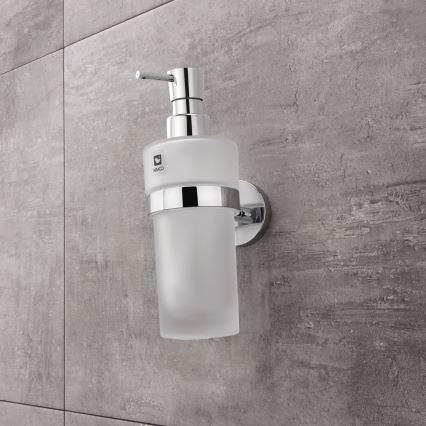NIMCO UN zestaw-31W-26 - Dozownik mydła na ścianę, stojak na szczoteczki do zębów i haczyk ścienny UNIX 250 mm matowy szklanka/chrom błyszczący