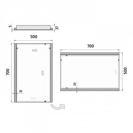NIMCO ZP 11001 - LED Łazienkowe podświetlane lustro LED/21W/230V 6500K 70x50 cm IP44