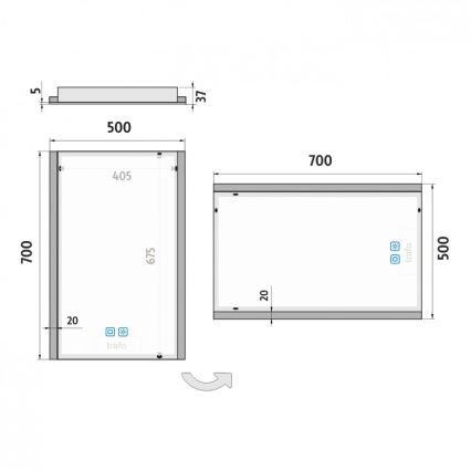NIMCO ZP 11001VX - Łazienkowe lustro podświetlane LED, ściemnialne LED/21W/230V 3000-6500K 70x50 cm IP44