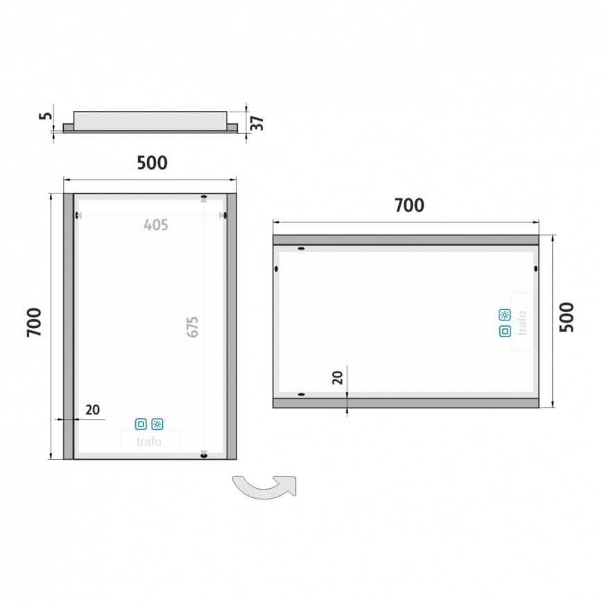 NIMCO ZP 11001VX - LED Ściemnialne poświetlane lustro łazienkowe LED/21W/230V 3000-6500K 70x50 cm IP44