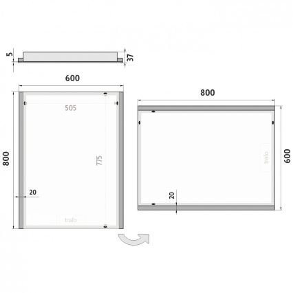NIMCO ZP 11002 - LED Łazienkowe podświetlane lustro LED/24W/230V 6500K 80x60 cm IP44