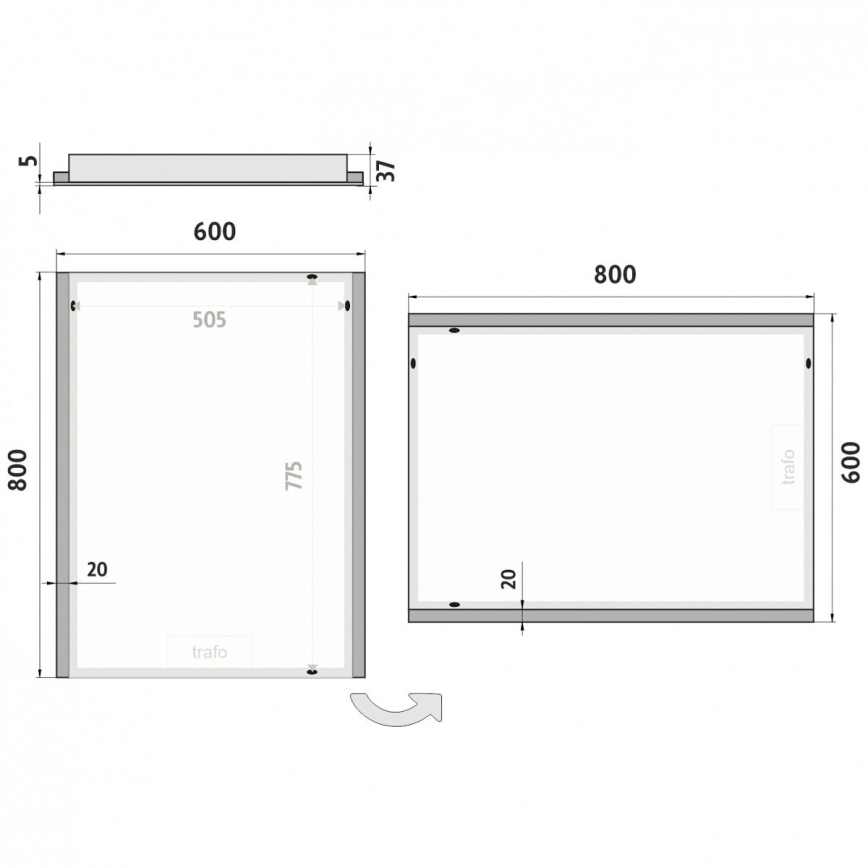 NIMCO ZP 11002 - LED Łazienkowe podświetlane lustro LED/24W/230V 6500K 80x60 cm IP44