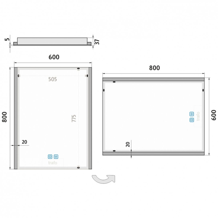 NIMCO ZP 11002VX - LED Ściemnialne podświetlane lustro łazienkowe LED/24W/230V 3000-6500K 80x60 cm IP44