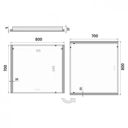 NIMCO ZP 11003 - LED Łazienkowe podświetlane lustro LED/21W/230V 6500K 70x80 cm IP44