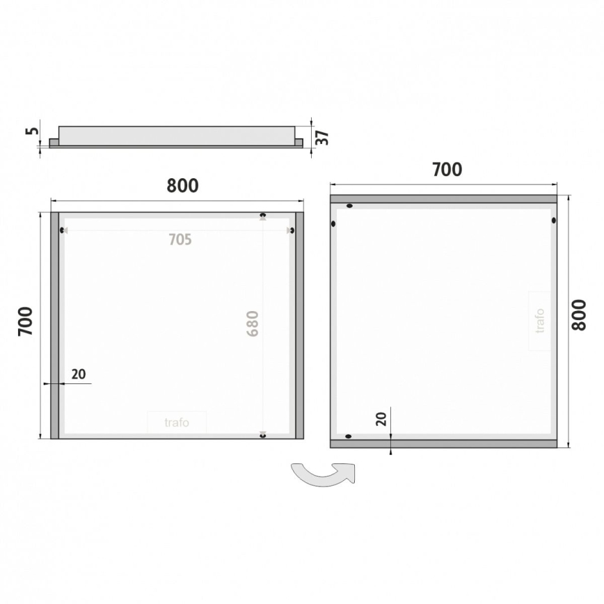 NIMCO ZP 11003 - LED Łazienkowe podświetlane lustro LED/21W/230V 6500K 70x80 cm IP44