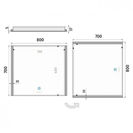 NIMCO ZP 11003V - LED Ściemnialne podświetlane lustra łazienkowe LED/21W/230V 3000-6500K 70x80 cm IP44
