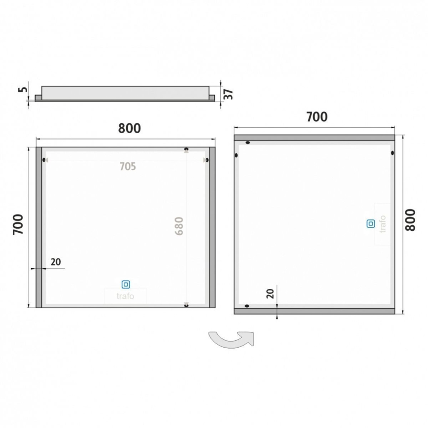 NIMCO ZP 11003V - LED Ściemnialne podświetlane lustra łazienkowe LED/21W/230V 3000-6500K 70x80 cm IP44