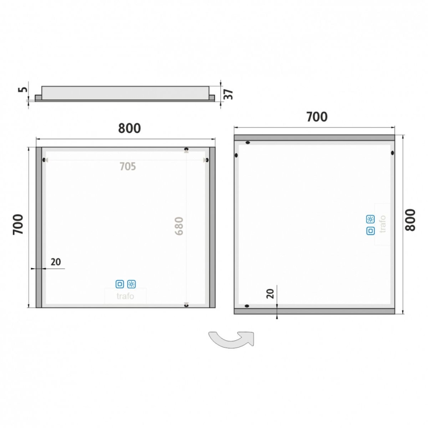 NIMCO ZP 11003VX - LED Ściemnialne podświetlane lustro łazienkowe LED/21W/230V 3000-6500K 70x80 cm IP44