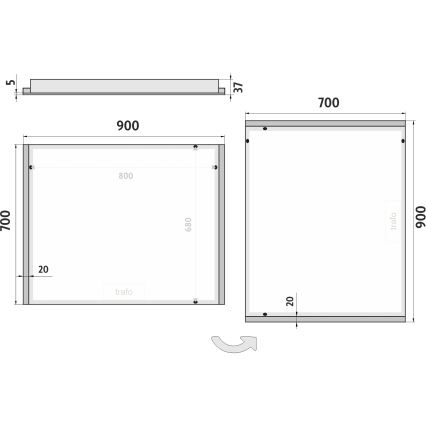 NIMCO ZP 11019 - LED Łazienkowe podświetlane lustro LED/21W/230V 6500K 70x90 cm IP44