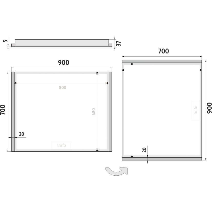 NIMCO ZP 11019 - LED Łazienkowe podświetlane lustro LED/21W/230V 6500K 70x90 cm IP44
