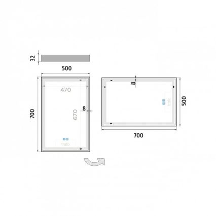 NIMCO ZP 13001VX - ściemnialne łazienkowe lustro podświetlane LED/35W/230V 3000-6500K 70x50 cm IP44