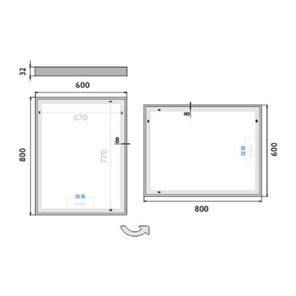 NIMCO ZP 13002VX - ściemnialne podświetlane lustro łazienkowe LED/41W/230V 3000-6500K 80x60 cm IP44
