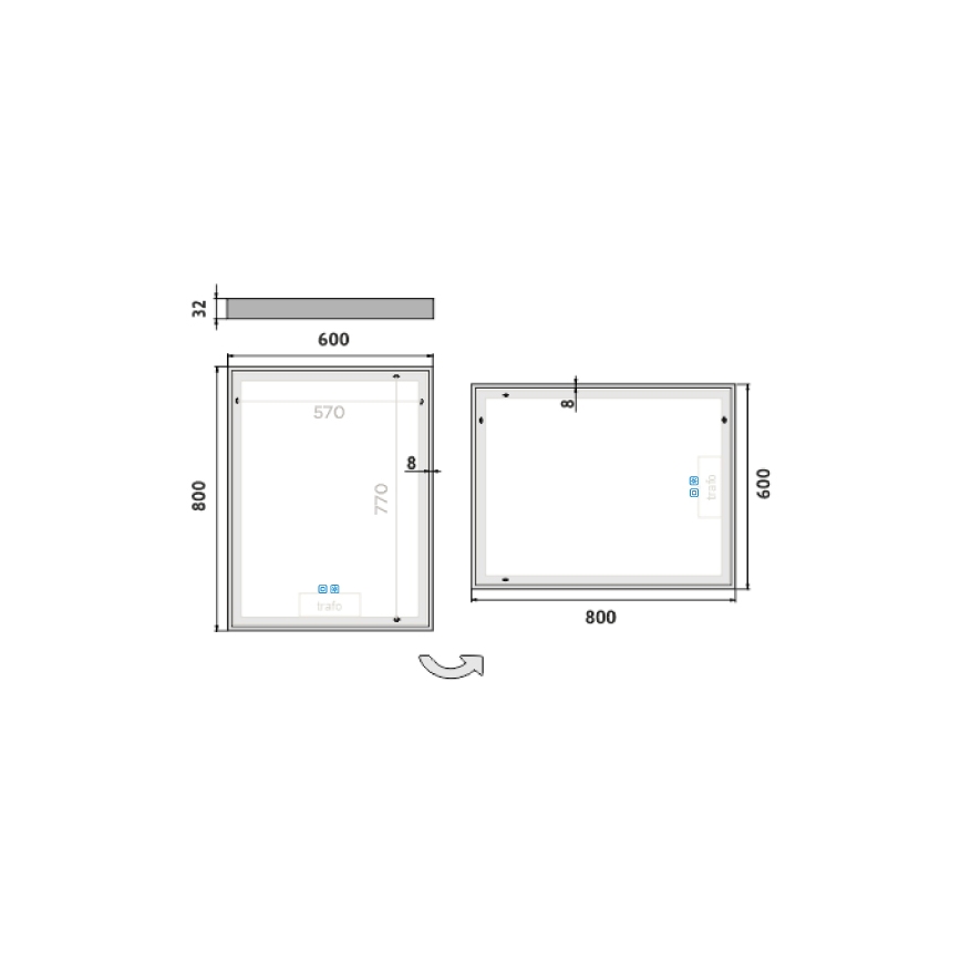 NIMCO ZP 13002VX - ściemnialne podświetlane lustro łazienkowe LED/41W/230V 3000-6500K 80x60 cm IP44