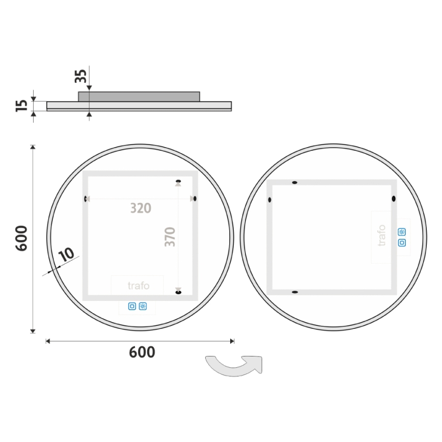 NIMCO ZP 26000RVX - LED Ściemnialne podświetlane lustro łazienkowe LED/26W/230V 3000-6500K śr. 60 cm IP44