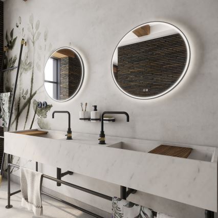 NIMCO ZPC 28001RVX-90 - ściemnialne lustro łazienkowe z podświetleniem LED/33W/230V 3000-6500K śr. 70 cm czarny mat IP44