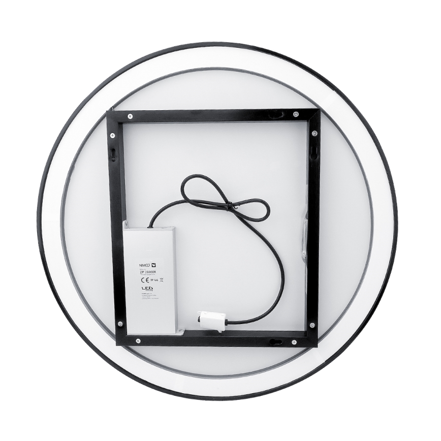 NIMCO ZPC 28001RVX-90 - ściemnialne lustro łazienkowe z podświetleniem LED/33W/230V 3000-6500K śr. 70 cm czarny mat IP44