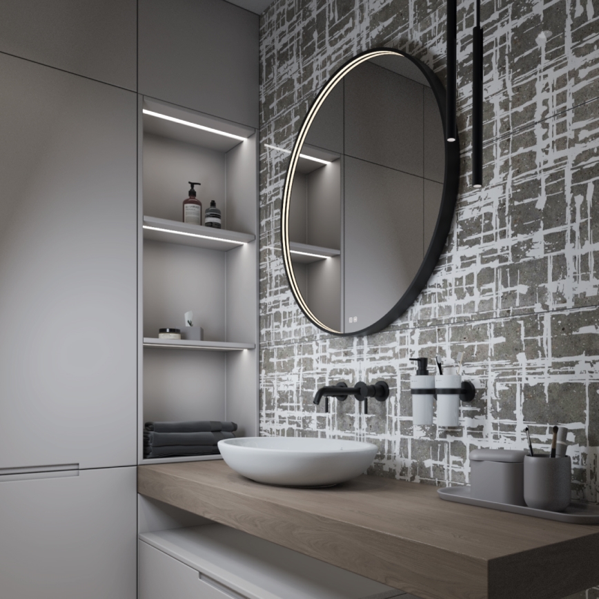 NIMCO ZPC 31000RVX-90 - LED ściemnialne lustro łazienkowe z podświetleniem LED/20W/230V 3000-6500K śr. 60 cm matowa czerń IP44