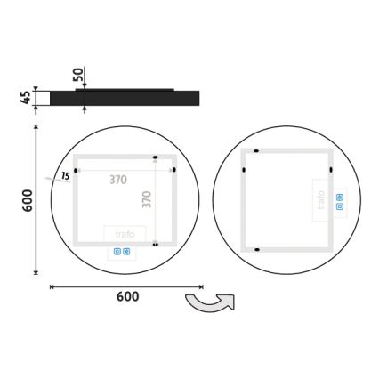 NIMCO ZPC 31000RVX-90 - LED ściemnialne lustro łazienkowe z podświetleniem LED/20W/230V 3000-6500K śr. 60 cm matowa czerń IP44