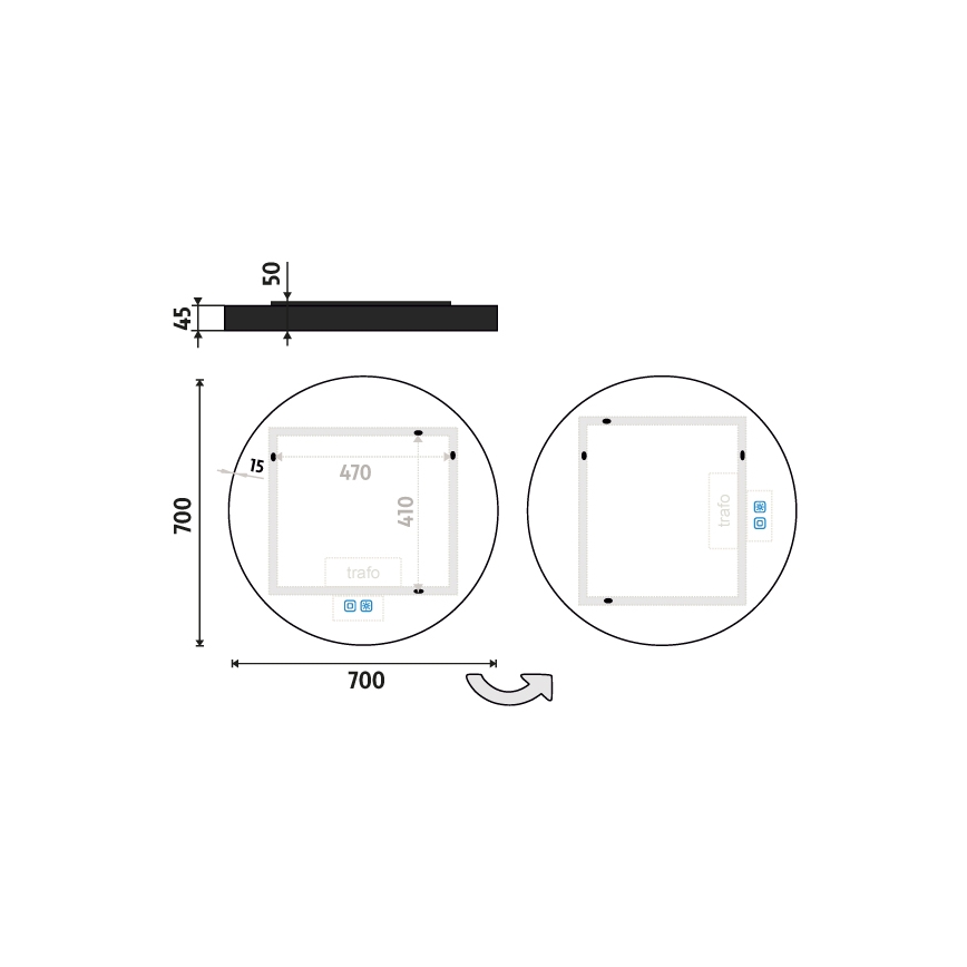 NIMCO ZPC 31001RVX-90 - LED Ściemnialne podświetlane lustro łazienkowe LED/22W/230V 3000-6500K śr. 70 cm matowy czarny IP44