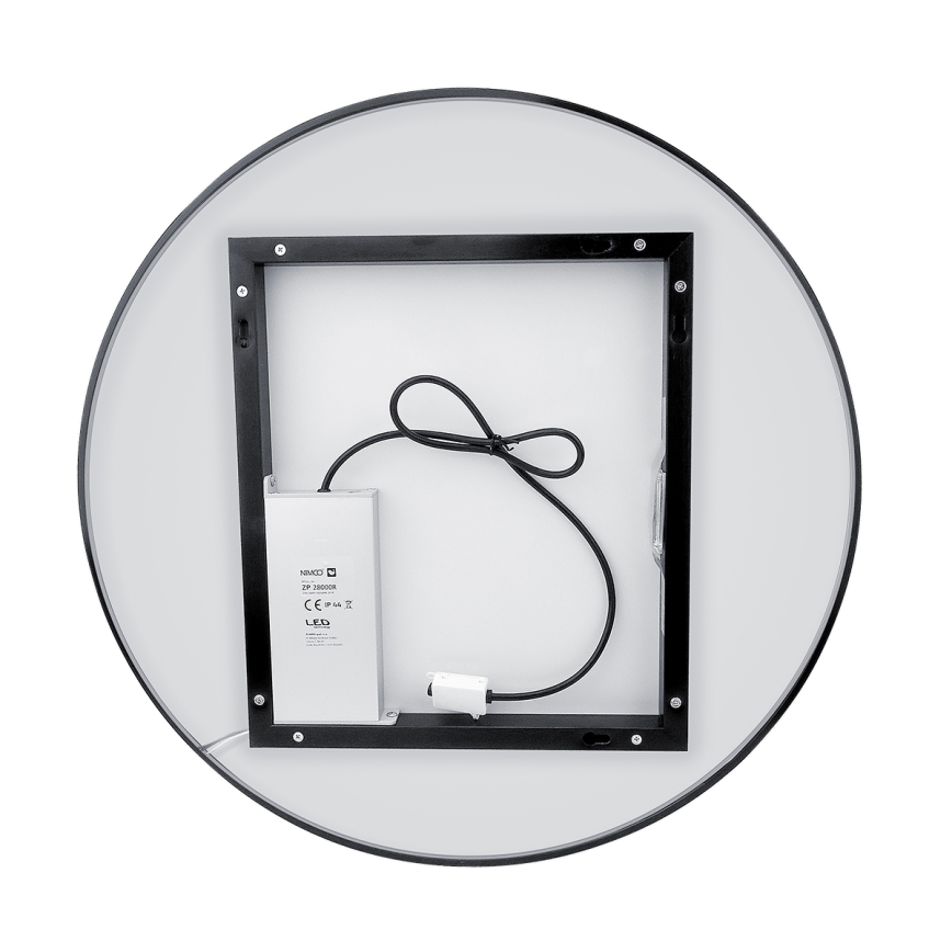 NIMCO ZPC 31002RVX-90 - LED Ściemnialne podświetlane lustro łazienkowe LED/26W/230V 3000-6500K śr. 80 cm matowy czarny IP44