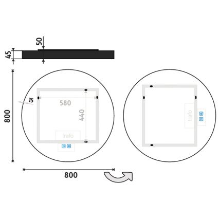 NIMCO ZPC 31002RVX-90 - LED Ściemnialne podświetlane lustro łazienkowe LED/26W/230V 3000-6500K śr. 80 cm matowy czarny IP44