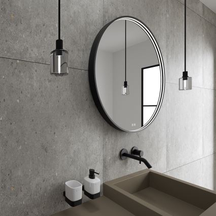 NIMCO ZPC 31002RVX-90 - Ściemnialne lustro łazienkowe z podświetleniem LED/26W/230V 3000-6500K, średnica 80 cm, czarny mat, IP44