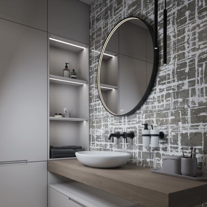 NIMCO ZPC 31002RVX-90 - Ściemnialne lustro łazienkowe z podświetleniem LED/26W/230V 3000-6500K, średnica 80 cm, czarny mat, IP44