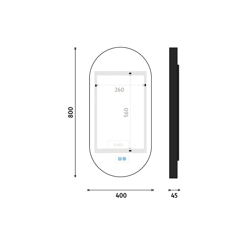 NIMCO ZPC 32002LVX-90 - LED Ściemnialne podświetlane lustro łazienkowe LED/25W/230V 3000-6500K 80x40 cm matowy czarny  IP44