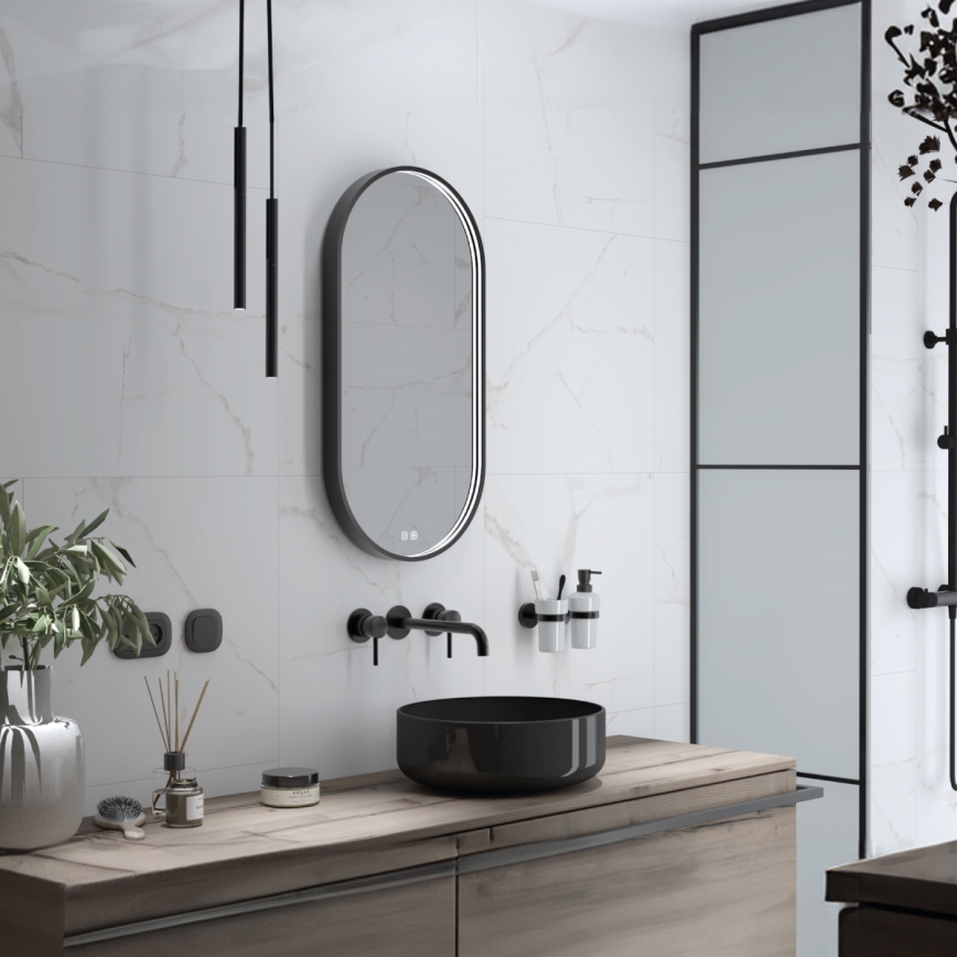 NIMCO ZPC 32002LVX-90 - ściemnialne lustro łazienkowe z podświetleniem LED/25W/230V 3000-6500K 80x40 cm matowa czerń IP44