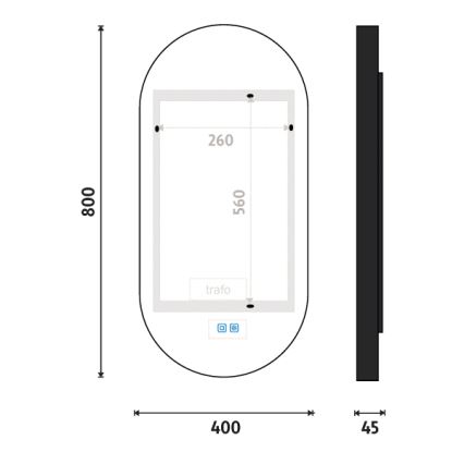 NIMCO ZPC 32002LVX-90 - ściemnialne lustro łazienkowe z podświetleniem LED/25W/230V 3000-6500K 80x40 cm matowa czerń IP44