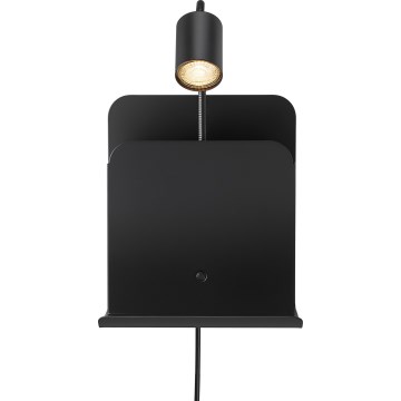 Nordlux - Kinkiet punktowy z półką i USB ROOMI 1xGU10/8W/230V czarny