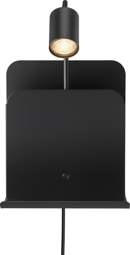 Nordlux - Kinkiet punktowy z półką i USB ROOMI 1xGU10/8W/230V czarny