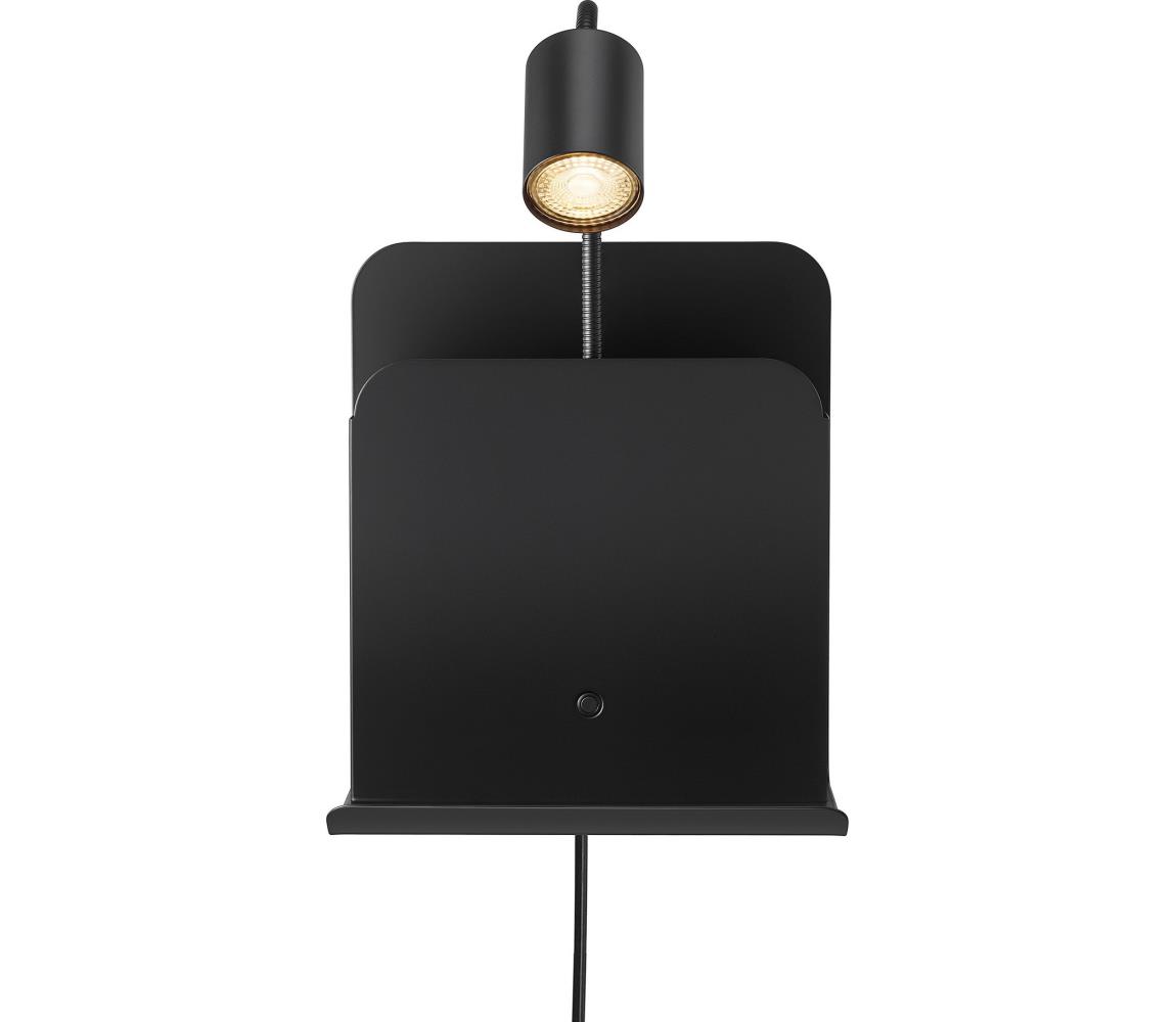 Nordlux - Kinkiet z półką i USB ROOMI 1xGU10/8W/230V czarny