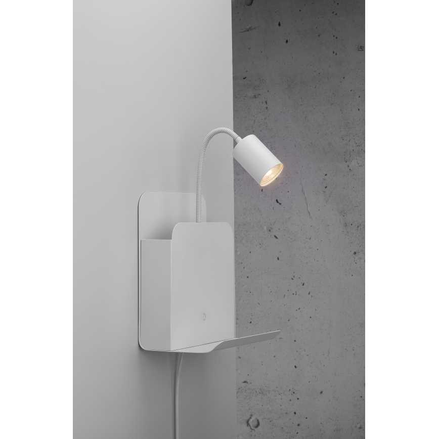 Nordlux - Kinkiet punktowy z półką i USB ROOMI 1xGU10/8W/230V biały