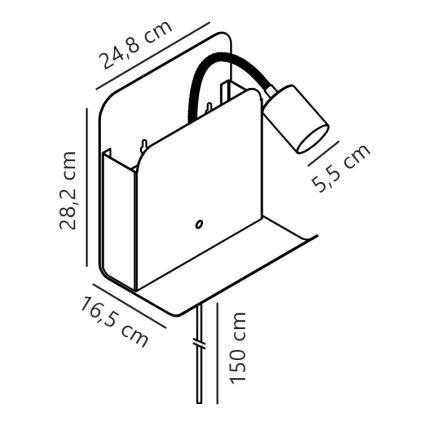 Nordlux - Kinkiet punktowy z półką i USB ROOMI 1xGU10/8W/230V biały