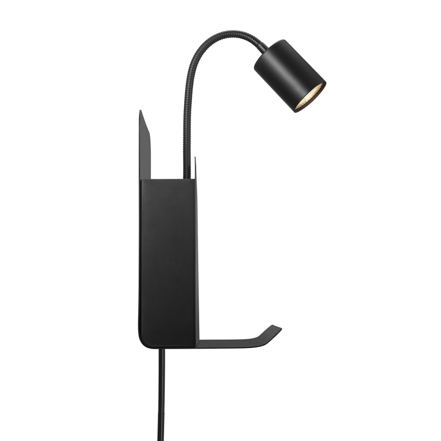 Nordlux - Kinkiet punktowy z półką i USB ROOMI 1xGU10/8W/230V czarny