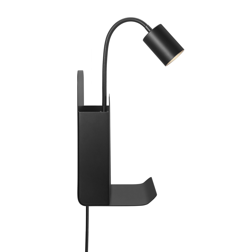 Nordlux - Kinkiet punktowy z półką i USB ROOMI 1xGU10/8W/230V czarny