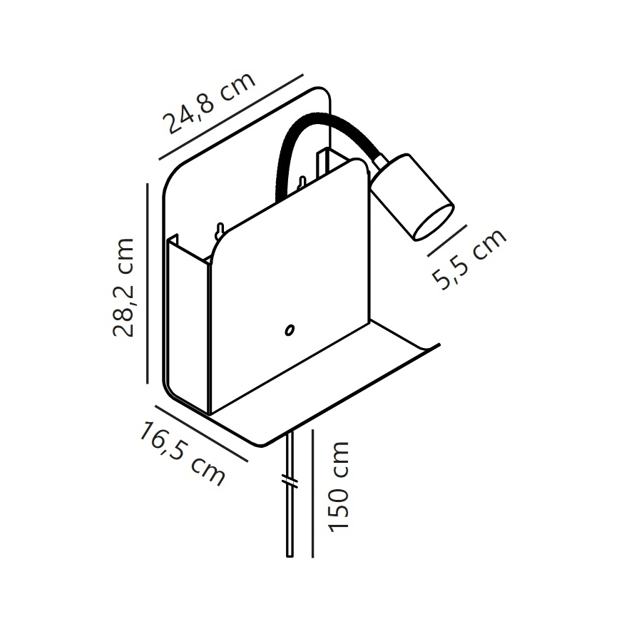 Nordlux - Kinkiet punktowy z półką i USB ROOMI 1xGU10/8W/230V czarny
