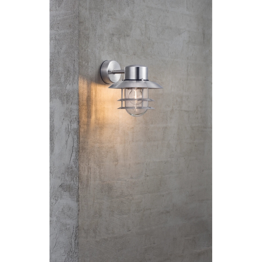 Nordlux - Kinkiet zewnętrzny BLOKHUS 1xE27/60W/230V IP54 srebrny