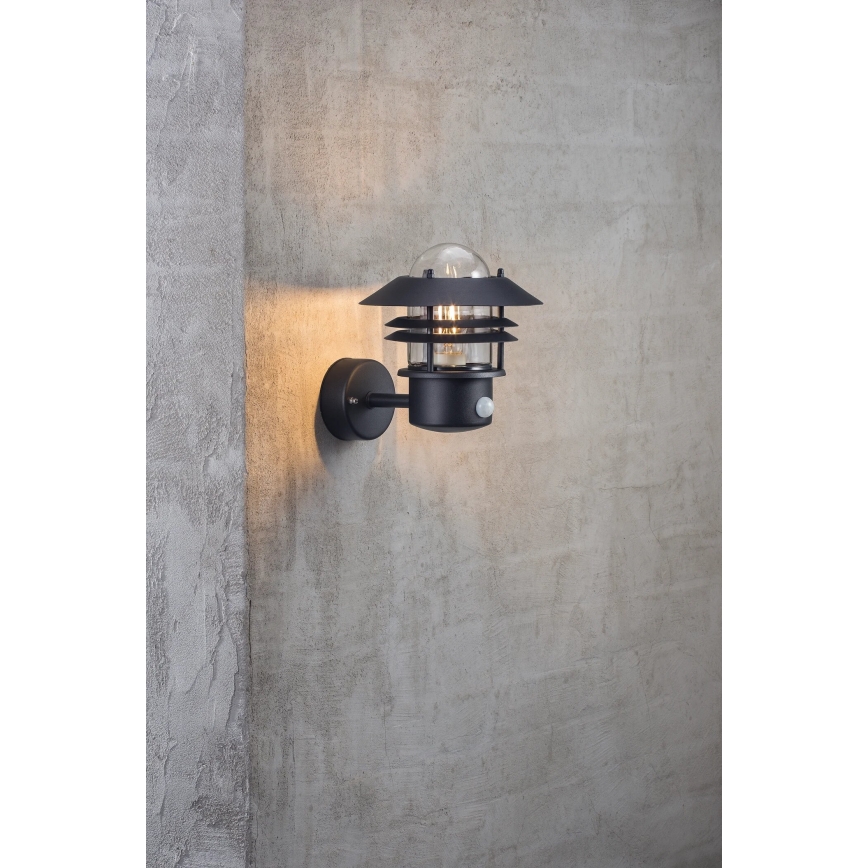 Nordlux - Kinkiet zewnętrzny z czujnikiem BLOKHUS 1xE27/60W/230V IP54