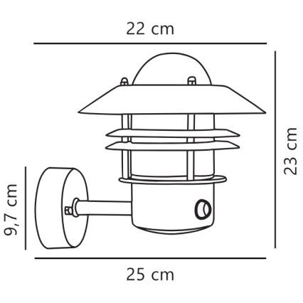 Nordlux - Kinkiet zewnętrzny z czujnikiem BLOKHUS 1xE27/60W/230V IP54