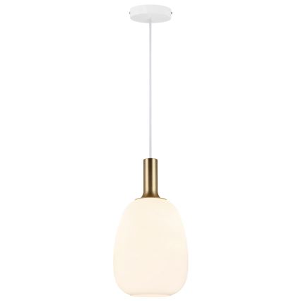 Nordlux - Lampa wisząca na przewodzie ALTON 1xE27/60W/230V biała/czarna/mosiądz