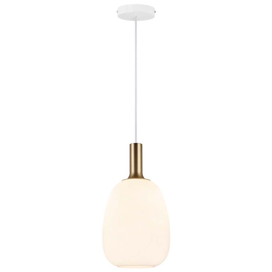 Nordlux - Lampa wisząca na przewodzie ALTON 1xE27/60W/230V biała/czarna/mosiądz