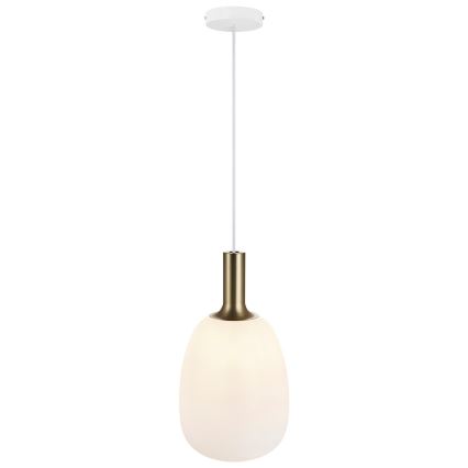 Nordlux - Lampa wisząca na przewodzie ALTON 1xE27/60W/230V biała/czarna/mosiądz