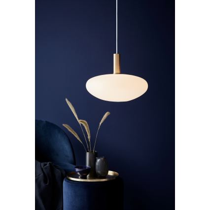 Nordlux - Lampa wisząca na przewodzie ALTON 1xE27/60W/230V biała/czarna/mosiądz