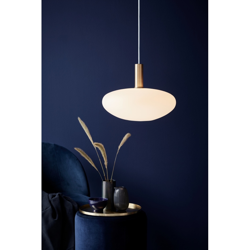 Nordlux - Lampa wisząca na przewodzie ALTON 1xE27/60W/230V biała/czarna/mosiądz