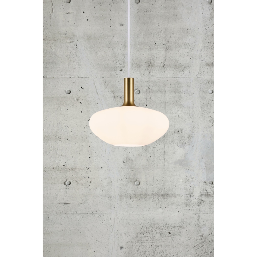 Nordlux - Lampa wisząca na przewodzie ALTON 1xE27/60W/230V biała/czarna/mosiądz