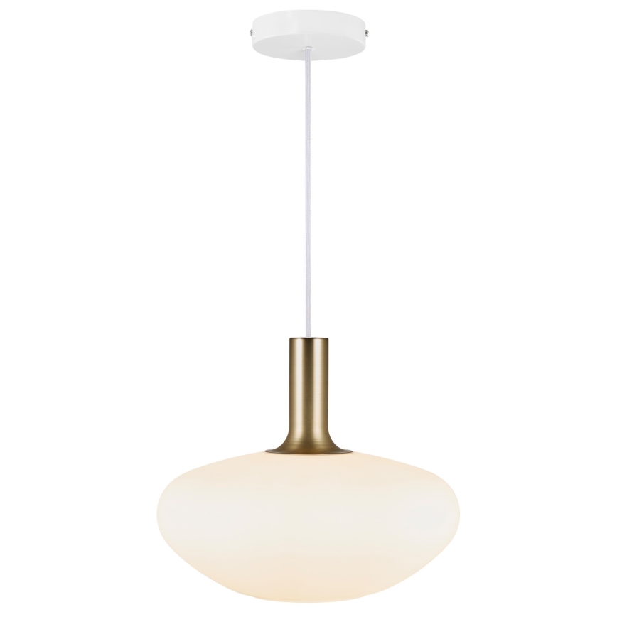 Nordlux - Lampa wisząca na przewodzie ALTON 1xE27/60W/230V biała/czarna/mosiądz
